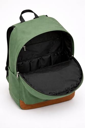 TRAILKICKER Green School Backpack, 17 Inch Laptop Backpack for College, Work & Travel, Lightweight Water-Resistant 25L Bookbag with Side Pockets - color: Green