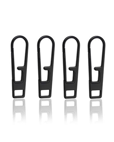 VIPERADE VAT1 Heavy Duty Titanium Zipper Pulls Replacement, Universal Zipper Pull Tab Repair Kit for Jackets, Coats, Suitcases, Luggage, Backpacks, Handbags and EDC Pouches - color: 4 Black, size: 1.65" × 0.35"