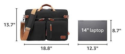 CoolBELL Convertible Backpack Messenger Shoulder Bag Laptop Case Handbag Business Briefcase Multi-Functional Travel Rucksack Fits 17.3 Inch Laptop for Men/Women (Black) - color: Black, size: 17.3 Inches