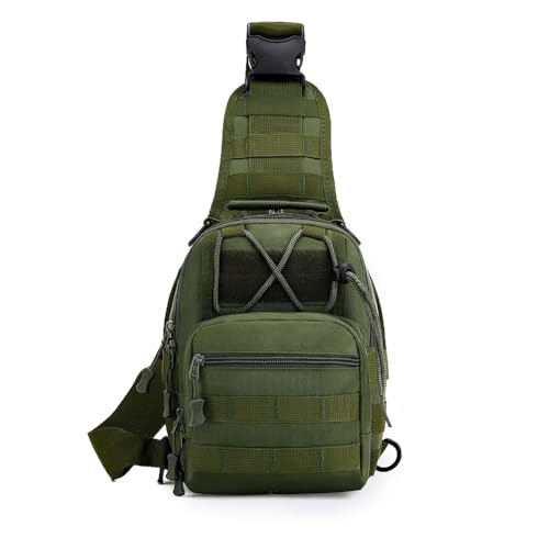 Viriber Tactical Backpack, Waterproof Military Cross-body Molle Sling Shoulder Backpack Chest Bag for Outdoor Every Day Carry Green - color: Green