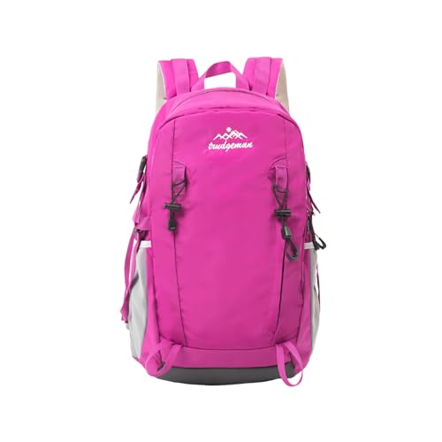30L Hiking Backpack with Hydration Compartment Water Resistant Outdoor Daypack with Breathable Back System Rucksack for Camping Travel Daily Use Rose Red - color: Rose Red