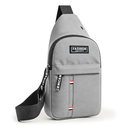 Sling Bag for Men Women, Multipurpose Cross Body Chest Bag Small Sling Backpack,Shoulder Bag for Travel Hiking - color: Grey