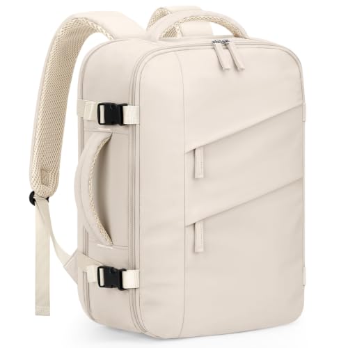 Capolo Travel Backpack for Women Men Flight Approved Laptop Backpack Waterproof Personal Item Backpack Overnight Weekender Travel Bag for Traveling, Business, Work Fits 15.6 '' Laptop(Beige,Small) - color: Beige, size: Small