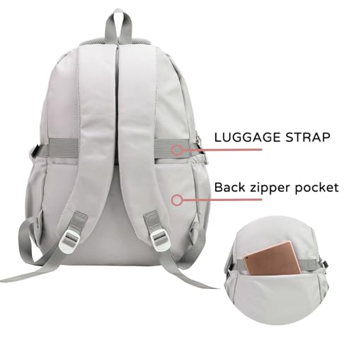Phaoullzon Teen Girls School Backpack with Lunch Box for Boys, College Aesthetic Laptop Bookbag for Women,Grey - color: Grey
