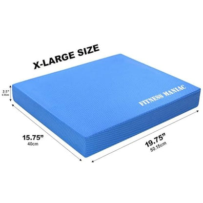 FITNESS MANIAC USA Balance Pad Physical Therapy Gym Exercise Mat & Foam Trainer Stability Disc Fitness Training Yoga Blue XL Cushion and Core Pads for Fit Seniors Exercises Balancing