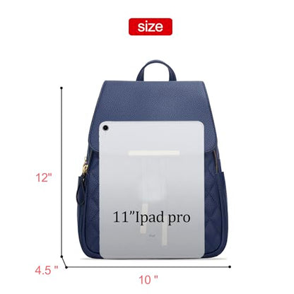 KKXIU Quilted Trendy Leather Backpack Purse for Women and Ladies Shoulder Travel Daypacks Bags (Navy) - color: Navy, style: Backpack