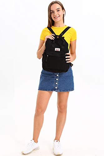 LuckyZ Small Cloth Backpacks Womens Casual Style Lightweight Canvas Backpack Book Bag Travel Daypack Handbag Purse, Black - color: Black