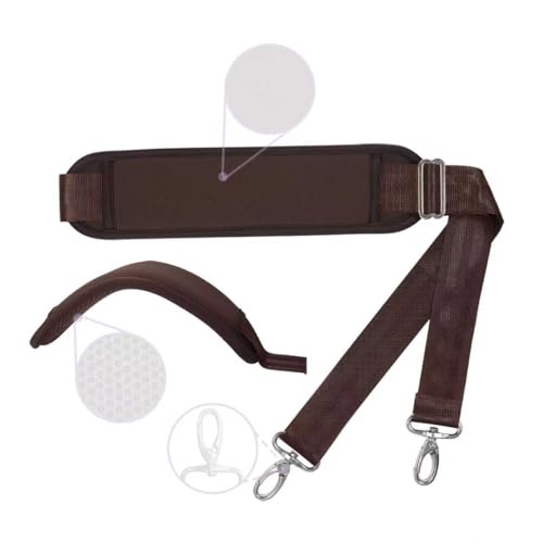 60 Inch Shoulder Strap with Removable Ultra-Thick Pad，Adjustable Buckles and Metal Hooks - color: Browm