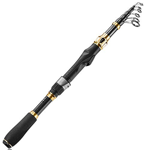 PLUSINNO Fishing Rod and Reel Combo, Telescopic Fishing Pole Kit with Spinning Reel, Tackle Box, Fishing Lures and Travel Carrying Bag, Fishing Gear Gifts for Men - color: Elite Hunter Single Fishing Rod(No Reel &Lure), size: 2.4M 7.87FT