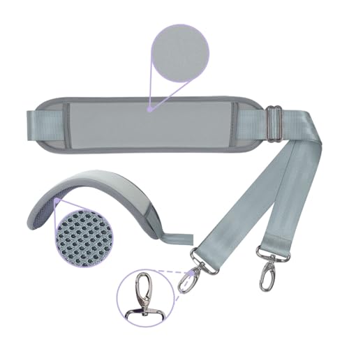 60 Inch Shoulder Strap with Removable Ultra-Thick Pad，Adjustable Buckles and Metal Hooks - color: Grey