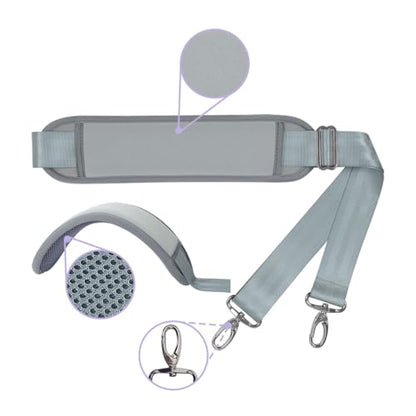 60 Inch Shoulder Strap with Removable Ultra-Thick Pad，Adjustable Buckles and Metal Hooks - color: Grey