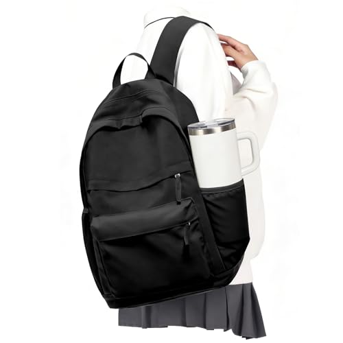 VECAVE School Backpack Black College High School Bags backpack for Boys Girls Teens Waterproof Bookbag Casual Lightweight Travel Rucksack Daypack Backpacks for Men Women