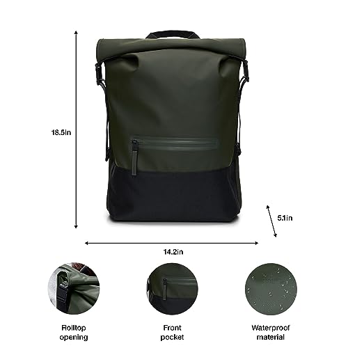 RAINS Trail Rolltop Backpack Green - color: Green