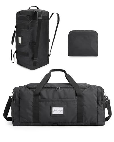 BAGSAMRT 85L Foldable Duffle Bag for Travel, Large Travel Duffel Bag for Men, 4 in 1 Travel Backpack, Carry on Weekender Bag, Black - color: Black, size: 85L