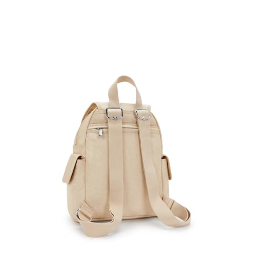 Kipling City Pack Mini Shimmer Backpack - color: Sparkled Beige, size: Mini