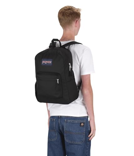JanSport Cross Town Backpack 17" x 12.5" x 6" - Simple Bag for Everyone with 1 Main Compartment, Front Utility Pocket - Premium Class Accessories - Black - color: Black