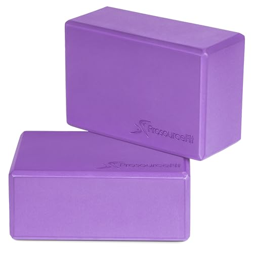 ProsourceFit Foam Yoga Blocks, High Density EVA Yoga Bricks 4”x 6” x 9” (Set of 2) - color: Purple