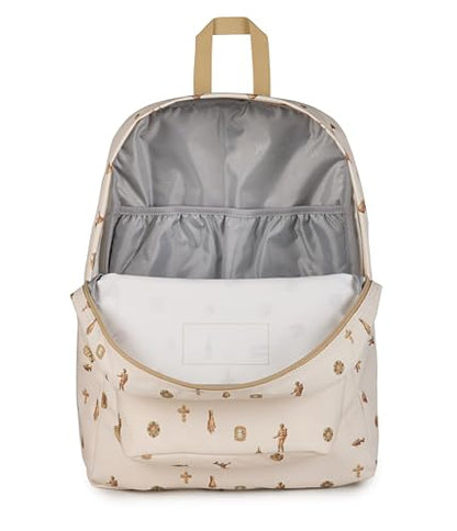 JanSport SuperBreak Plus Backpack with Padded 15-inch Laptop Sleeve and Integrated Bottle Pocket - Spacious and Durable Daypack for Work and Travel, Gilded Relics Moon Flower/Gold - color: Gilded Relics Moon Flower/Gold