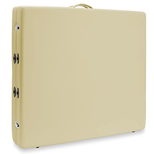 Saloniture Portable Physical Therapy Massage Table - Low to Ground Stretching Treatment Mat Platform - Cream - color: Cream