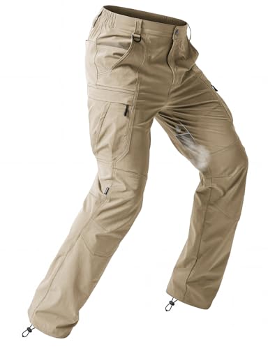 Moosehill Men's Hiking Pants: Quick Dry Water Resistant Lightweight for Outdoor Fishing Travel with 7 Secure Pockets - color: Fossil, size: 32W x 32L