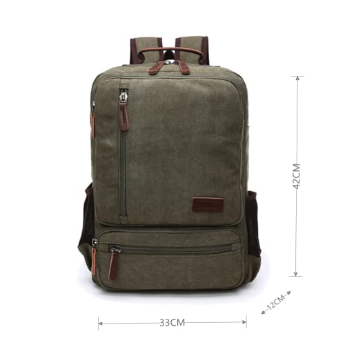 Executive Canvas Backpack for Heavy Duty Notebook Travel, green