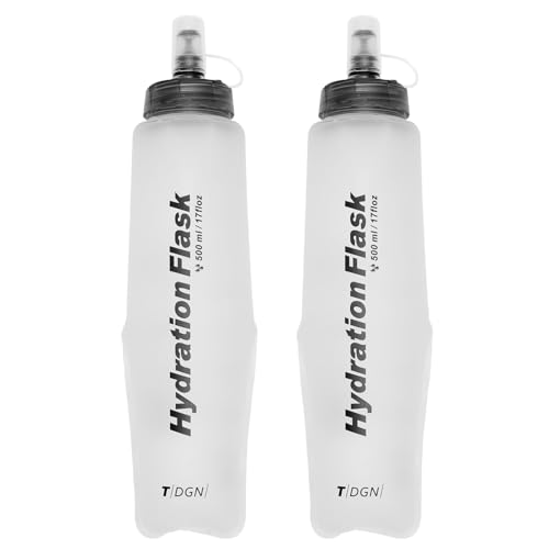 Azarxis TPU Soft Flask Collapsible Water Bottle Running Folding Gel Water Reservoir Handheld for Hydration Pack Hiking Cycling Climbing Jogging Marathon Trail Race - color: #04 White - 500ml - 2-pack
