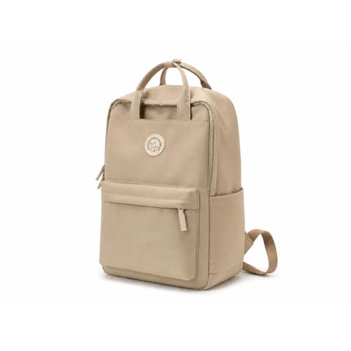 Minimalist Backpack for Women & Men, Lightweight Polyester Laptop Backpack 15 Inch, Casual Travel Daypack (Khaki) - color: Khaki