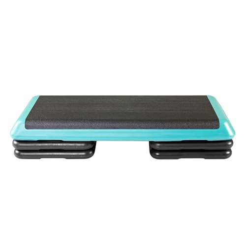 The Original STEP Exercise Step Platform, Health Club Size Stepper for Exercise at Home with 4 Stackable Risers for Height Adjustments - color: Teal, style: 4 Risers
