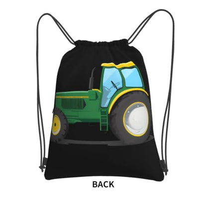 Color Tractor Prints Drawstring Zipper Backpack Lightweight Sport Gym Bag Water-Resistant Travel Throw Cover for Men Women Teens