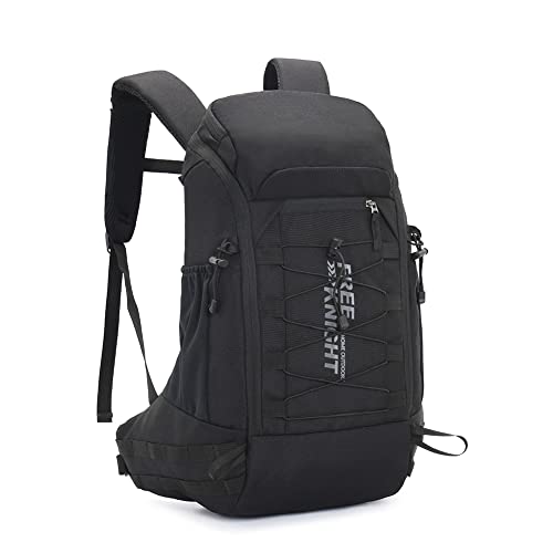 Bseash 40L Waterproof Hiking Camping Backpack with Rain Cover, Outdoor Sport Travel Daypack Rucksack for Skiing Cycling (Black) - color: Black