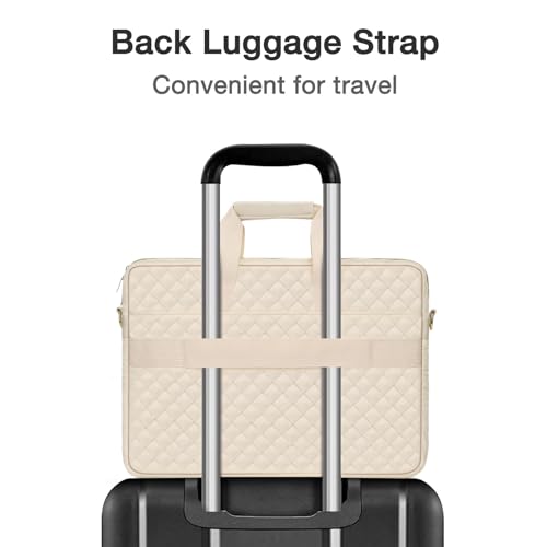 MOSISO 15-16 inch Laptop Bag, Laptop Briefcase Messenger Compatible with MacBook Pro 16/Air 15, HP, Dell, Lenovo, Square Quilted Computer Bag Work Office Business with 3 Pockets&Strap, Beige - color: Beige, size: 16 inch