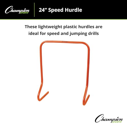 Champion Sports Speed Hurdles – Lightweight Adjustable Agility & Jump Training for Athletes - Speed & Stride Drills, Soccer, Football & Track - style: 24" Orange (Single Hurdle)