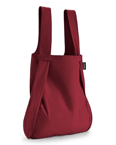 Notabag Original 2 in 1 Backpack and Bag – waterproof – reusable grocery bags – clever design for more flexibility - color: Wine Red