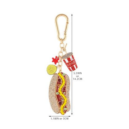 Madison Tyler Western Cowboy Boots Cherry Bow Bubble Tea Strawberry Cute Keychain | Bag Charms for Handbags Purse Charms - color: Hamburger