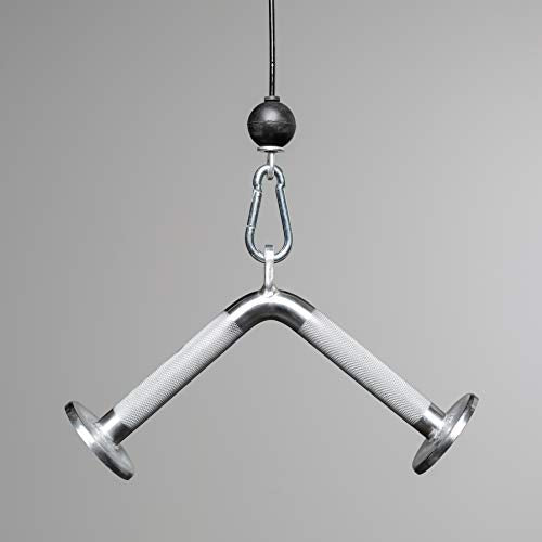 REP Fitness LAT Pulldown and Low Row Cable Machine Attachments and Functional Trainer Attachments – Curl Bar, D-Handle, Ankle Cuff, Tricep Rope, Sports Handle, Straight Bar, Row, Chinning Triangle - style: Tricep Pressdown Bar