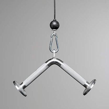 REP Fitness LAT Pulldown and Low Row Cable Machine Attachments and Functional Trainer Attachments – Curl Bar, D-Handle, Ankle Cuff, Tricep Rope, Sports Handle, Straight Bar, Row, Chinning Triangle - style: Tricep Pressdown Bar