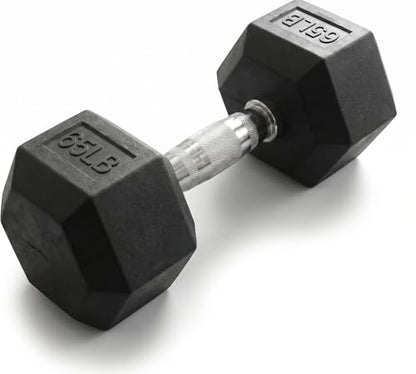 5-550 lb Rubber Hex Dumbbell Set, Heavy-Duty Free Weights for Home Gym Strength Training, Muscle Building & Full Body Workouts, No Rack Included - size: 65 lb