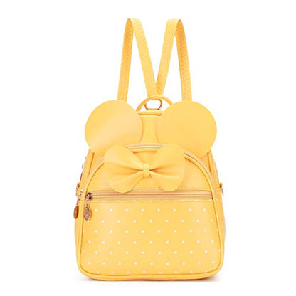 KL928 Girls Mini Backpack Bowknot Polka Dot Cute Small Daypacks Convertible Shoulder Bag Purse for Women - color: Light Yellow