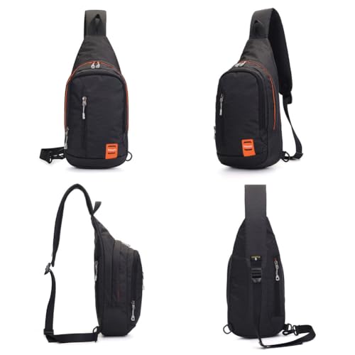 Peicees Small Sling Backpack Waterproof Unisex Shoulder Bag Chest Crossbody Daypack - color: 2_black, size: Large