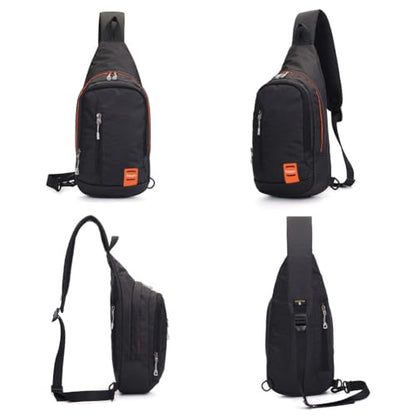 Peicees Small Sling Backpack Waterproof Unisex Shoulder Bag Chest Crossbody Daypack - color: 2_black, size: Large