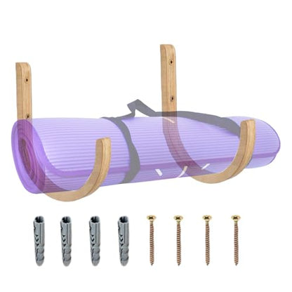 Yoga Wall Stand, Wooden Storage Rack, Fitness Organizer with Easy Install, Exercise Holder with Durable Grip, 9.84x9.06inch Gym Accessory, Home Fixture for Resistance Band Storage