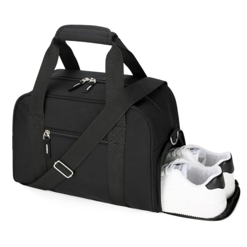 Searock 14 inch Small Gym Bag with Shoe Compartment - color: Black, size: 14 x 8 x 10″ (Small)