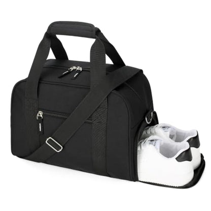 Searock 14 inch Small Gym Bag with Shoe Compartment - color: Black, size: 14 x 8 x 10″ (Small)
