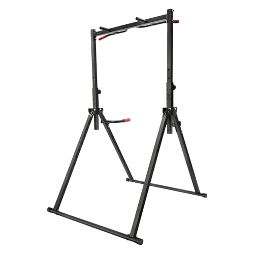 440.92LBS Pull Up Bar Station, Portable Pullup Bar Station, 5.74-7.55ft Height Adjustable 1.2MM-wall Stable Triangular Structure PVC Carbon Steel Freestanding Home Training Workout Dip Stands