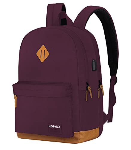 SUPACOOL Lightweight Laptop Backpack with USB Charging Port for Men and Women, Double Layers Backpack for College, Work, Travel, Casual(Purple) - color: Purple