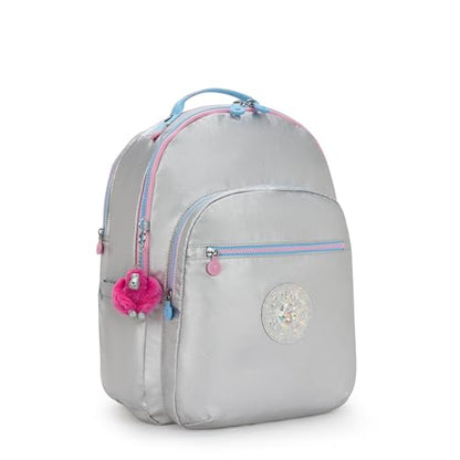Kipling Women's Seoul Extra Large 17" Laptop Backpack, Durable, Roomy with Padded Shoulder Straps, Built-In Protective Sleeve - color: Chrome Met Pop, size: 13.5''L x 17.75''H x 9''D