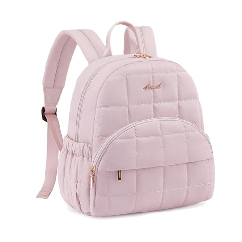 LOVEVOOK Small Backpack Purse for Women, Mini Puffer Backpack with Anti-theft Pocket, Lightweight Quilted Casual Daypack for Daily Work & Travel - color: Pink, size: Medium