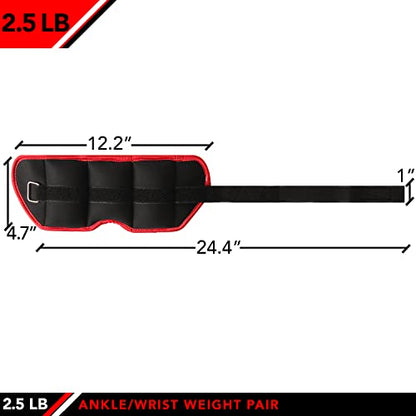 JFIT Ankle Weights - Ankle Weight Pair 10 Weight and Bundle Options - 0.5 to 8 lbs. Each (Set of 2) Adjustable Straps – Comfortable, Breathable, Moisture Absorbent Weight Straps for Men and Women - size: 2.5 lb Pair
