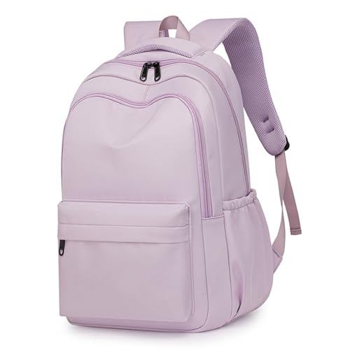 Cute College Backpack for School Aesthetic Backpack for Teen Girls Students Laptop Bag Large Capacity Bookbags Kids Travel Lightweight Backpacks for Casual Daypacks School Bag Solid Color(Purple) - color: Purple