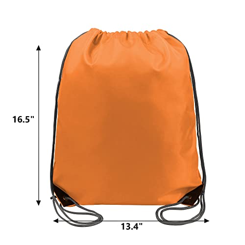 BeeGreen Orange 20 pieces Drawstring Backpack Bags Cinch Bags Bulk Heavy Duty Thanksgiving Bags to Hold Pumpkin Machine Washable Lightweight Sackpack Bags for Women Men - color: Orange